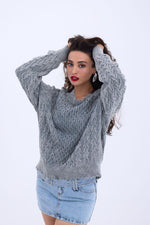 43271 STRICKWAREN SALASH HAARSTRICKPULLOVER-GRAU