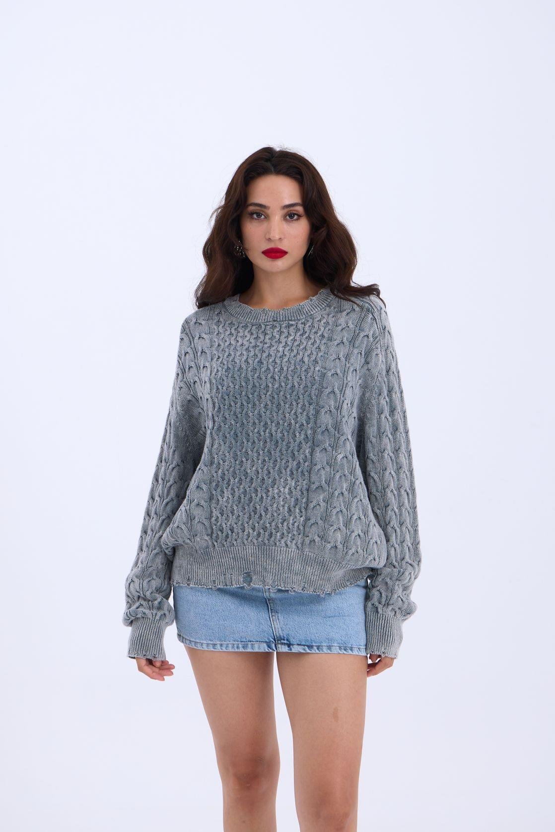 43271 STRICKWAREN SALASH HAARSTRICKPULLOVER-GRAU
