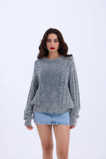 43271 STRICKWAREN SALASH HAARSTRICKPULLOVER-GRAU