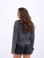 43331 TRİKO SAÇ ÖRGÜ KAZAK-ANTRASİT