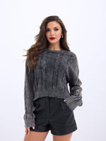 43331 TRİKO SAÇ ÖRGÜ KAZAK-ANTRASİT