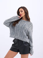 43331 TRİKO SAÇ ÖRGÜ KAZAK-GRİ