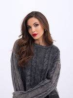 43331 TRİKO SAÇ ÖRGÜ KAZAK-SİYAH