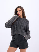 43331 TRİKO SAÇ ÖRGÜ KAZAK-SİYAH