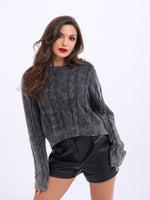 43331 TRİKO SAÇ ÖRGÜ KAZAK-SİYAH