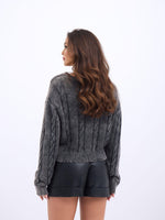 43331 TRİKO SAÇ ÖRGÜ KAZAK-SİYAH