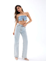 5171 DENIM BUTTONED WIDE KEG-LIGHT BLUE
