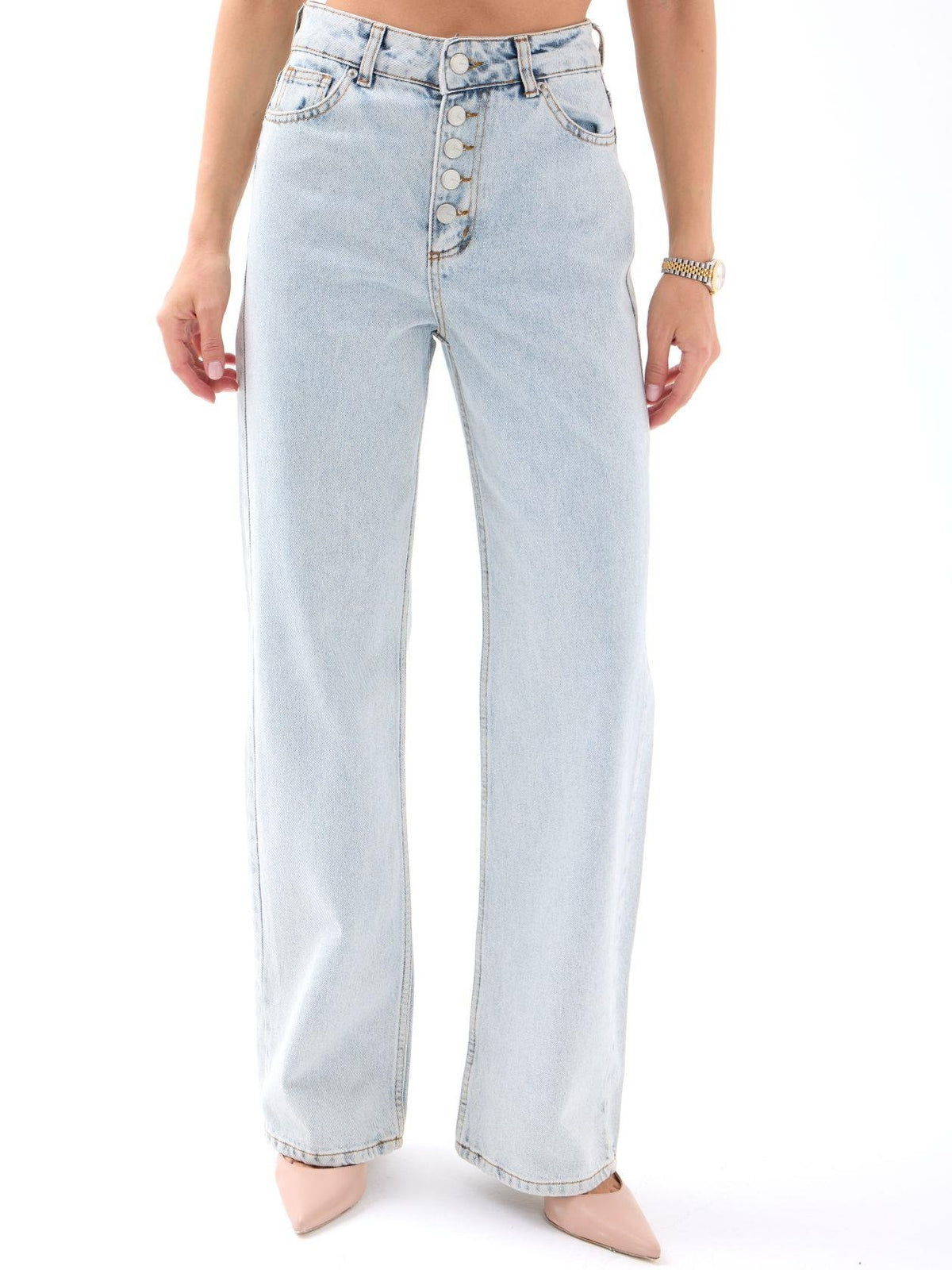 5171 DENIM BUTTONED WIDE KEG-LIGHT BLUE