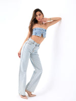 5171 DENIM BUTTONED WIDE KEG-LIGHT BLUE