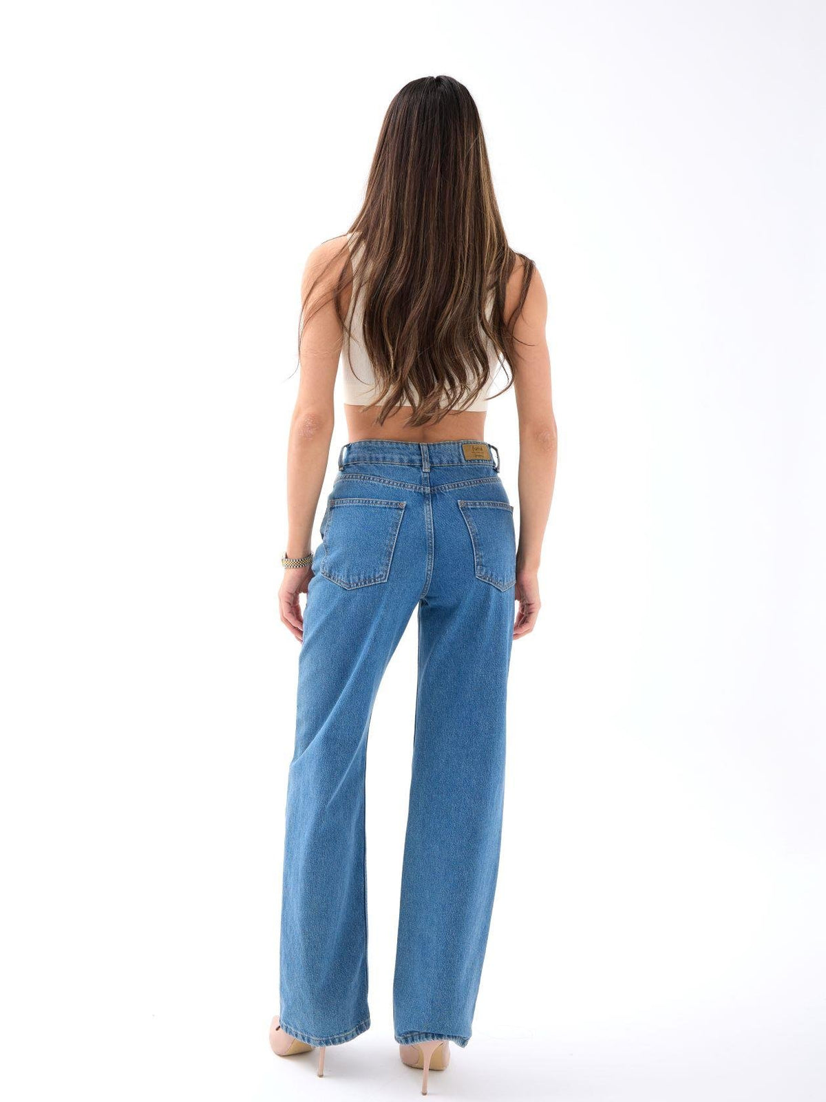 5171 DENIM BUTTONED WIDE KEG-BLAU