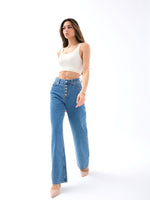 5171 DENIM BUTTONED WIDE KEG-BLAU