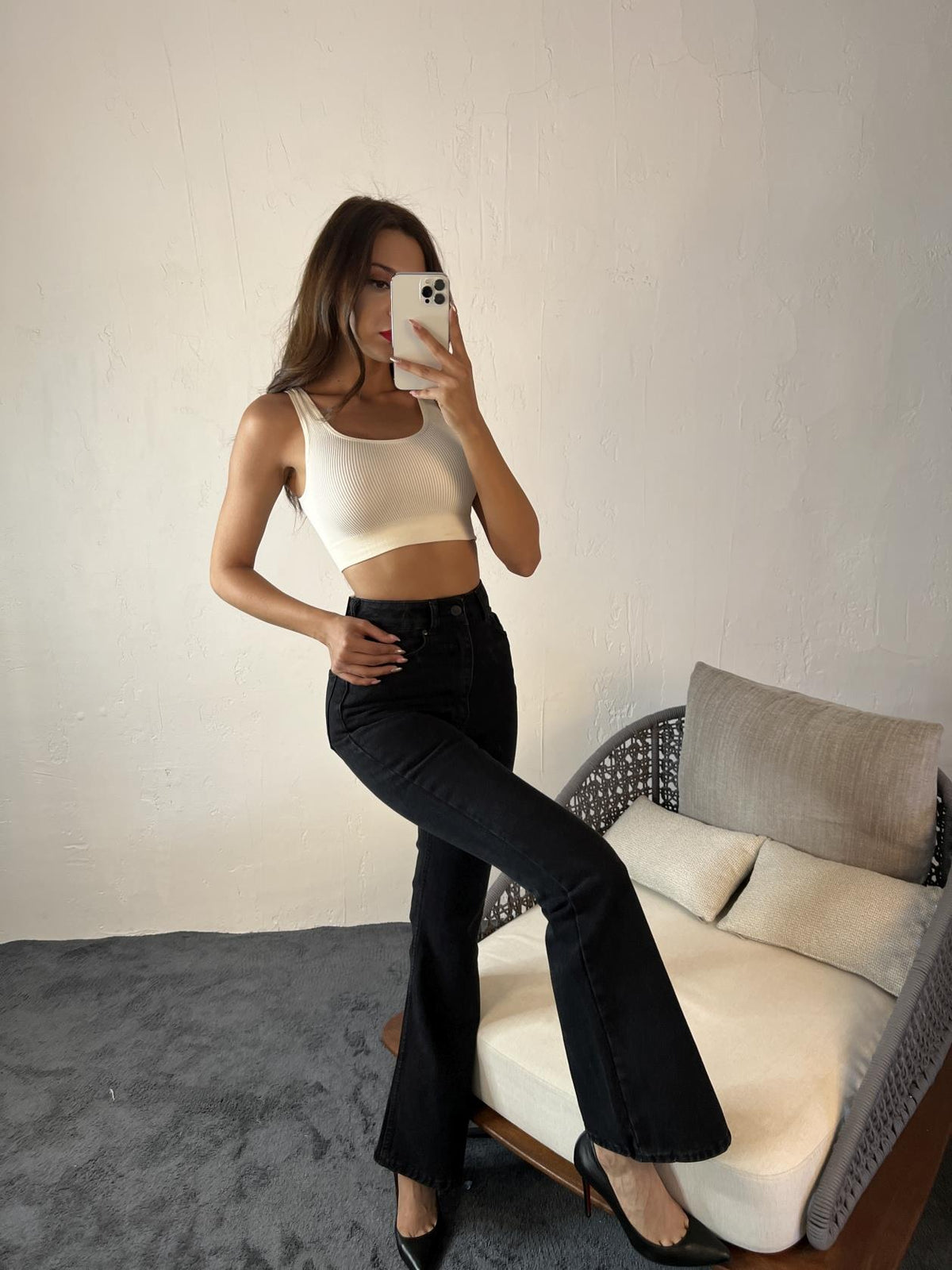 6143 DENIM TALL FLARE-SCHWARZ