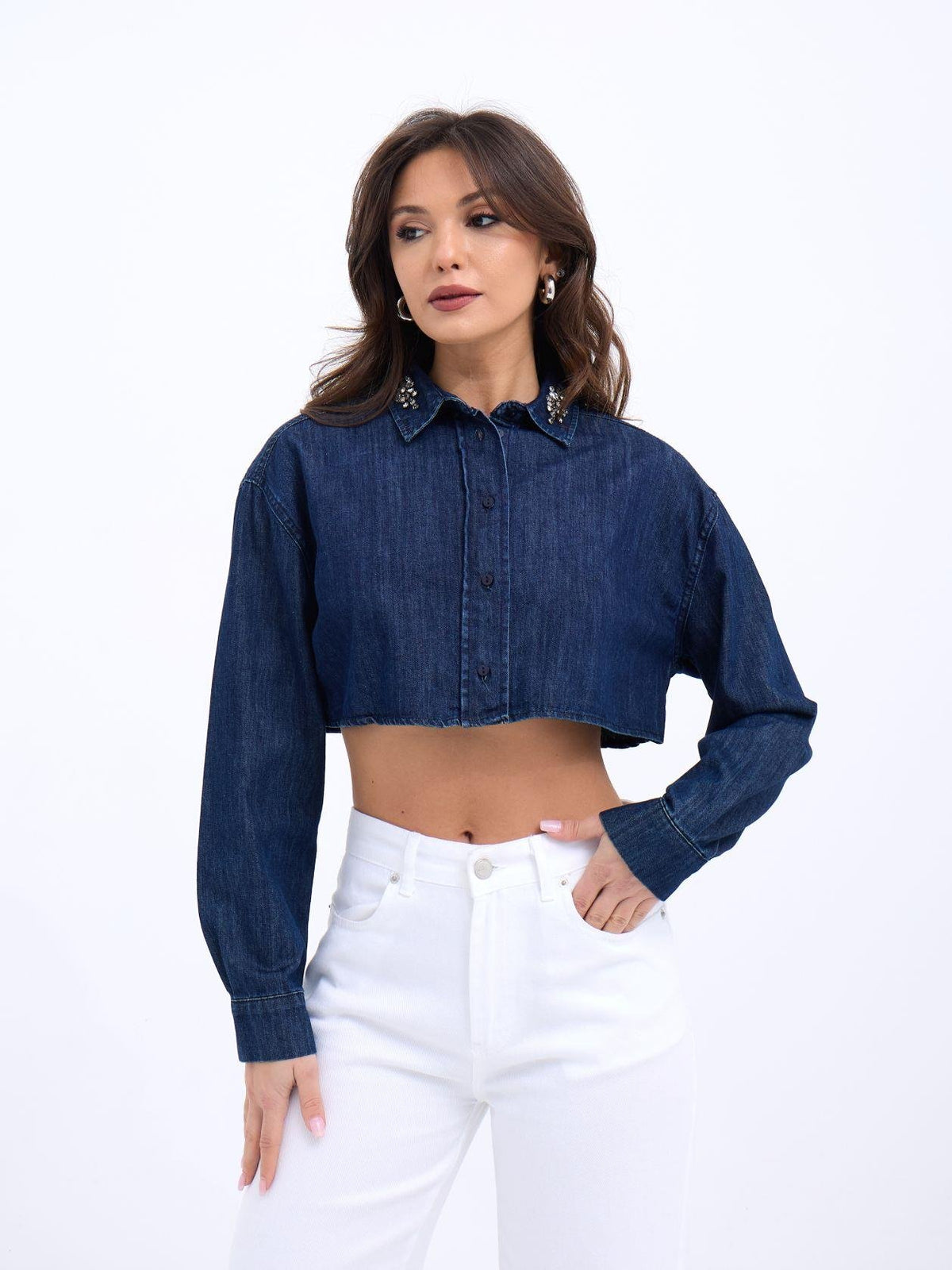 6603 Jeansbluse-Blau