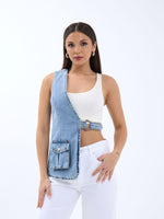 6838 ASYMMETRISCHE DENIMWESTE-BLAU