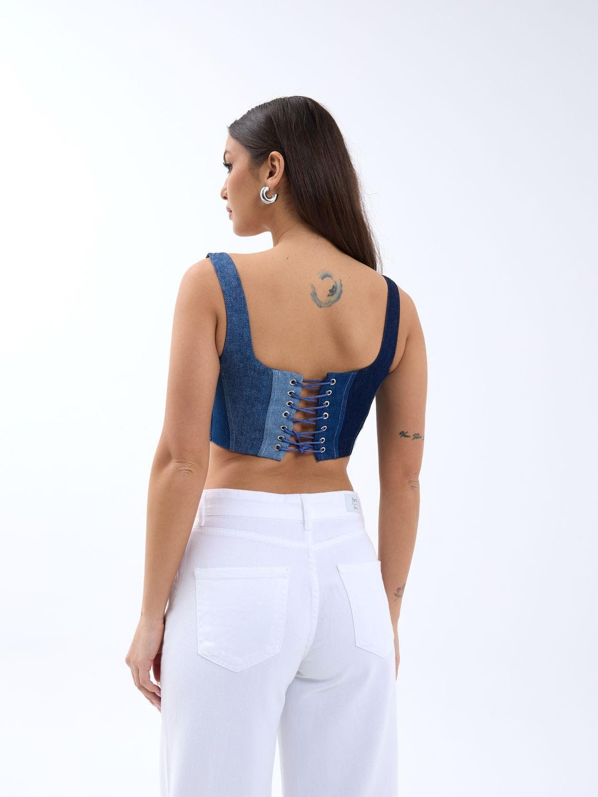 6890 DENIM CROP-BLAU