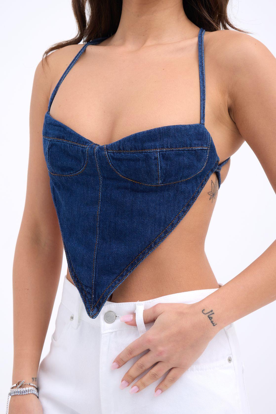 6968 DENIM CROP-BLAU