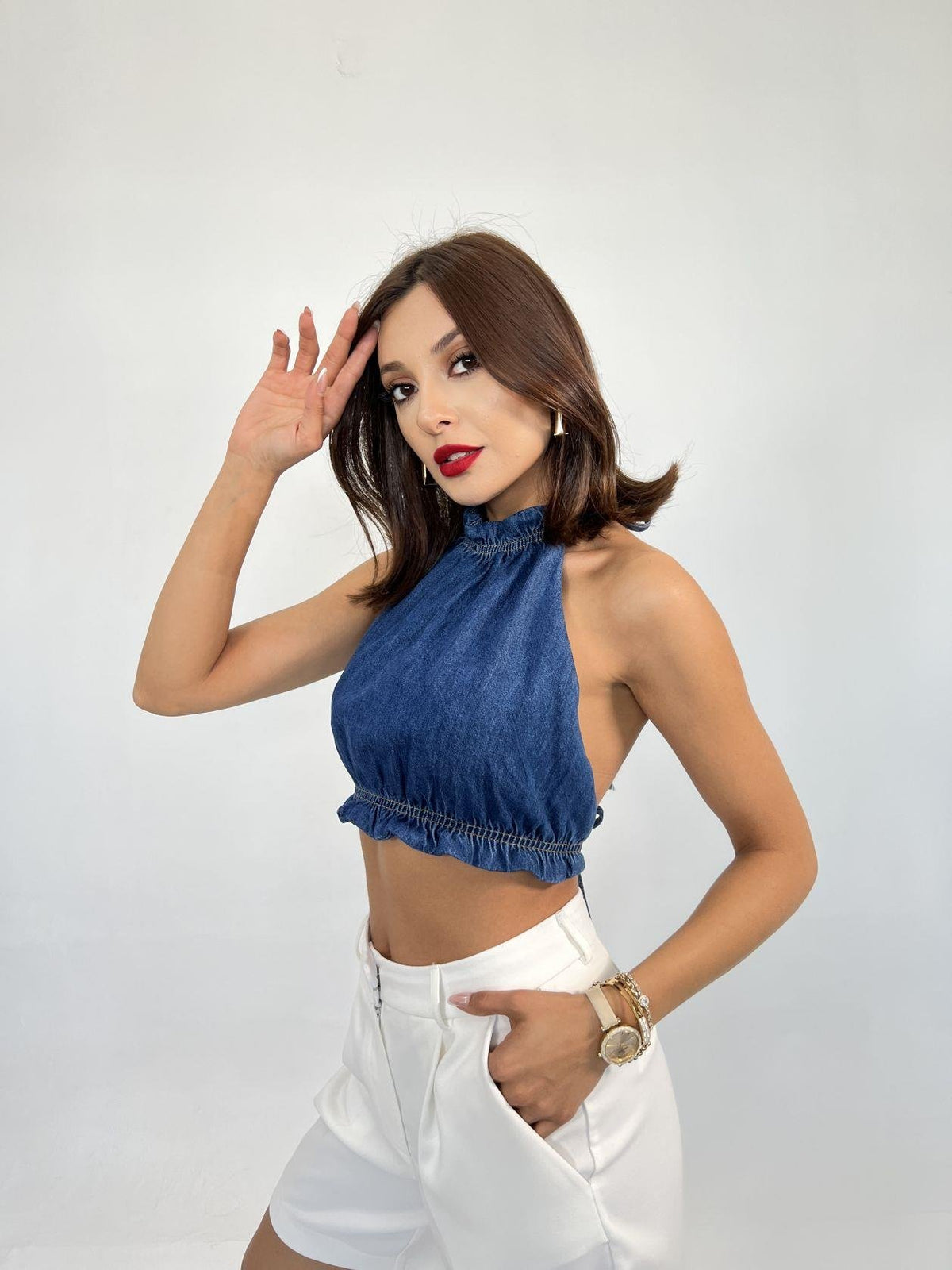 6995 Jeansbluse-Blau