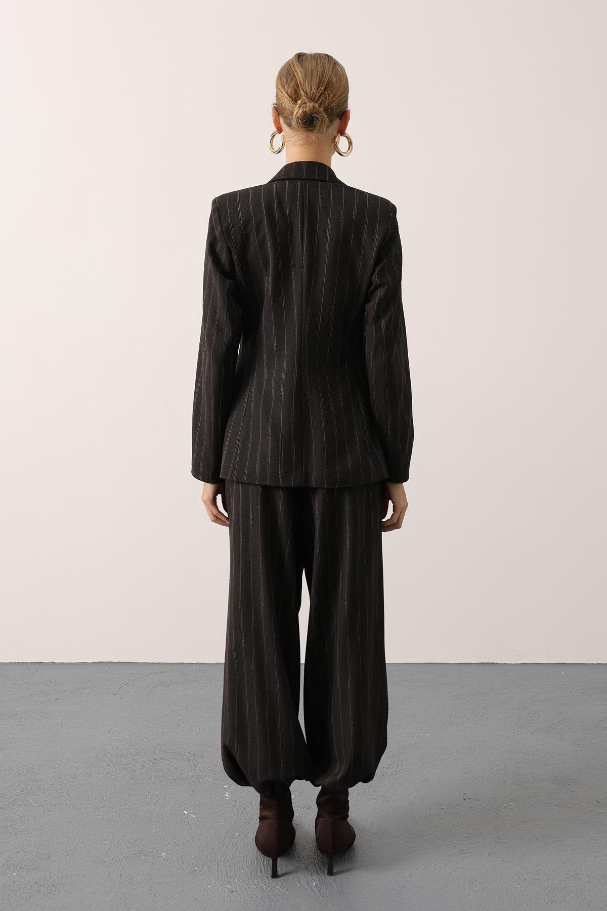 ÇİZGİLİ BALON PANTOLON - Kahve