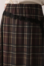 EKOSE DESEN DANTELLİ ASİMETRİK ETEK - Haki