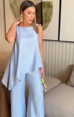 Asimetrik Bluz & Pantolon İkili Takım