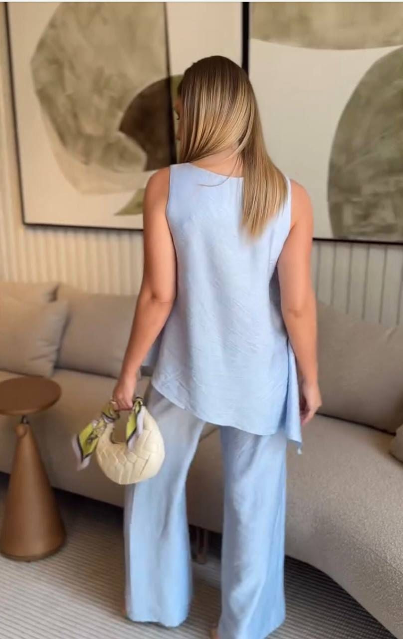 Asimetrik Bluz & Pantolon İkili Takım