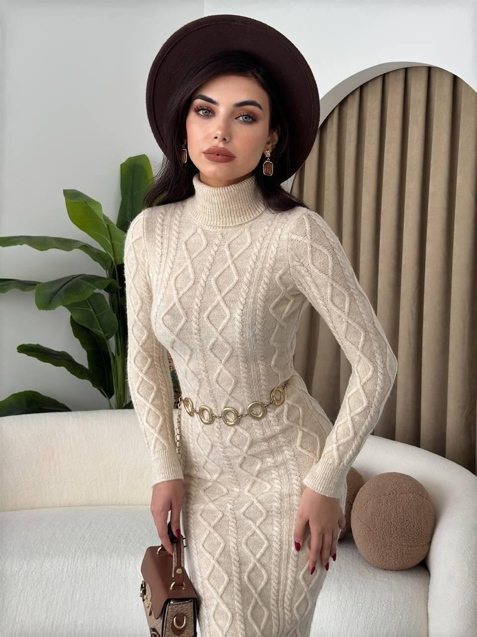 Avila Boğazlı Triko Elbise