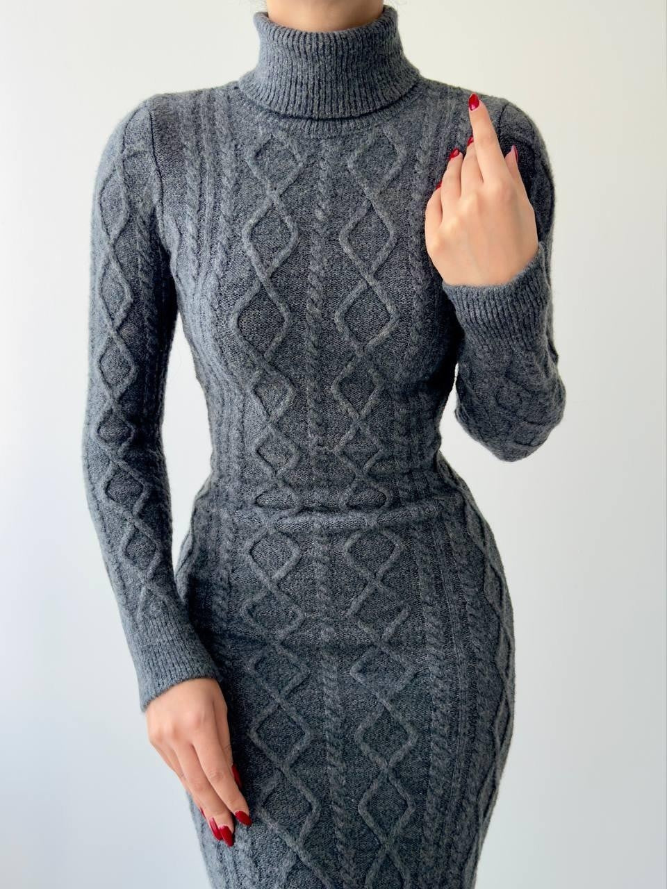 Avila Boğazlı Triko Elbise