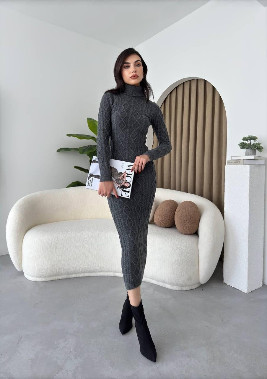 Avila Boğazlı Triko Elbise