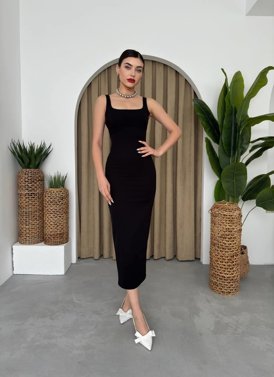 Calliope Midikleid mit quadratischem Ausschnitt