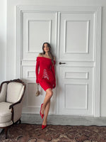 Bağcık Detaylı Straplez Elbise