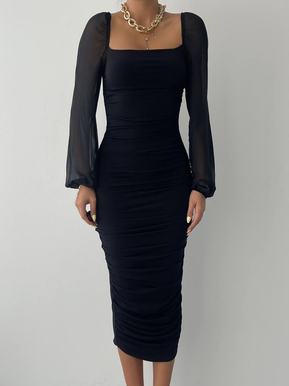 Engla-Kleid mit Tülldetail an den Ärmeln