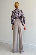 * Beli lastikli saten gömlek - Lila