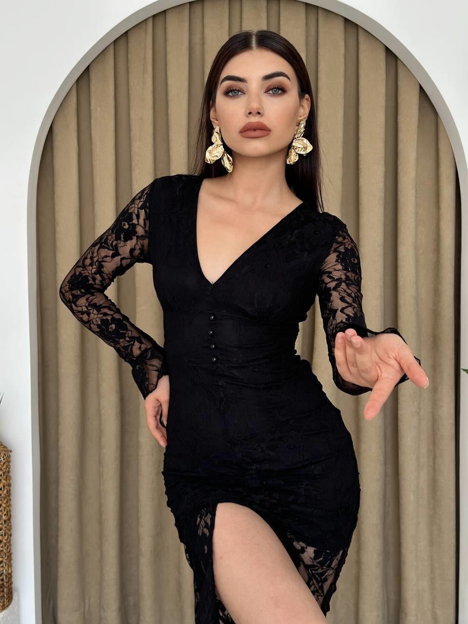 Lively Dantelli Midi Elbise
