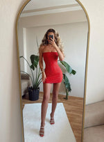 Taşlı Straplez Elbise