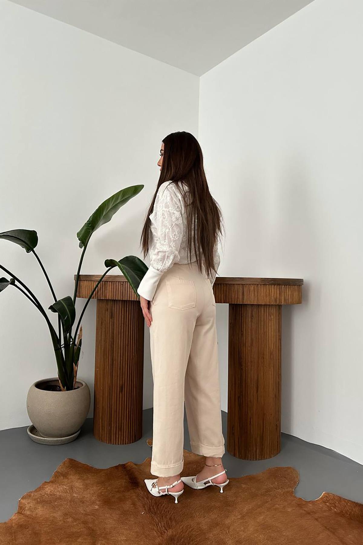 Toptan Bej Gabardin Pantolon