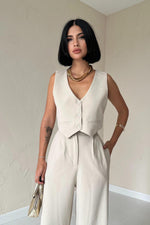 Toptan Bej Klas Ceket Ve Yelek Ve Pantolon Takım