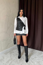 Toptan Beyaz Yandan Bağlamalı Yelek Gömlek