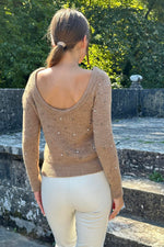 Toptan Camel Boncuklu Triko Kazak