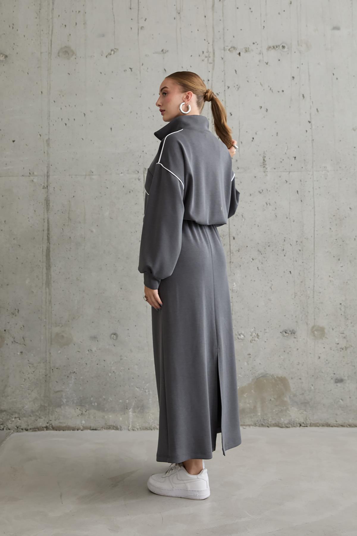 Toptan Füme Biyeli Sweatshirt Ve Etek Takım