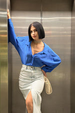 Toptan Kar Yıkama Yırtmaçlı Kot Etek