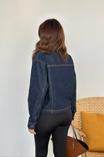 Toptan Mavi Deri Garnili Kot Ceket