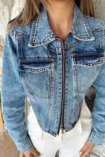 Toptan Mavi Korse Detaylı Kot Ceket