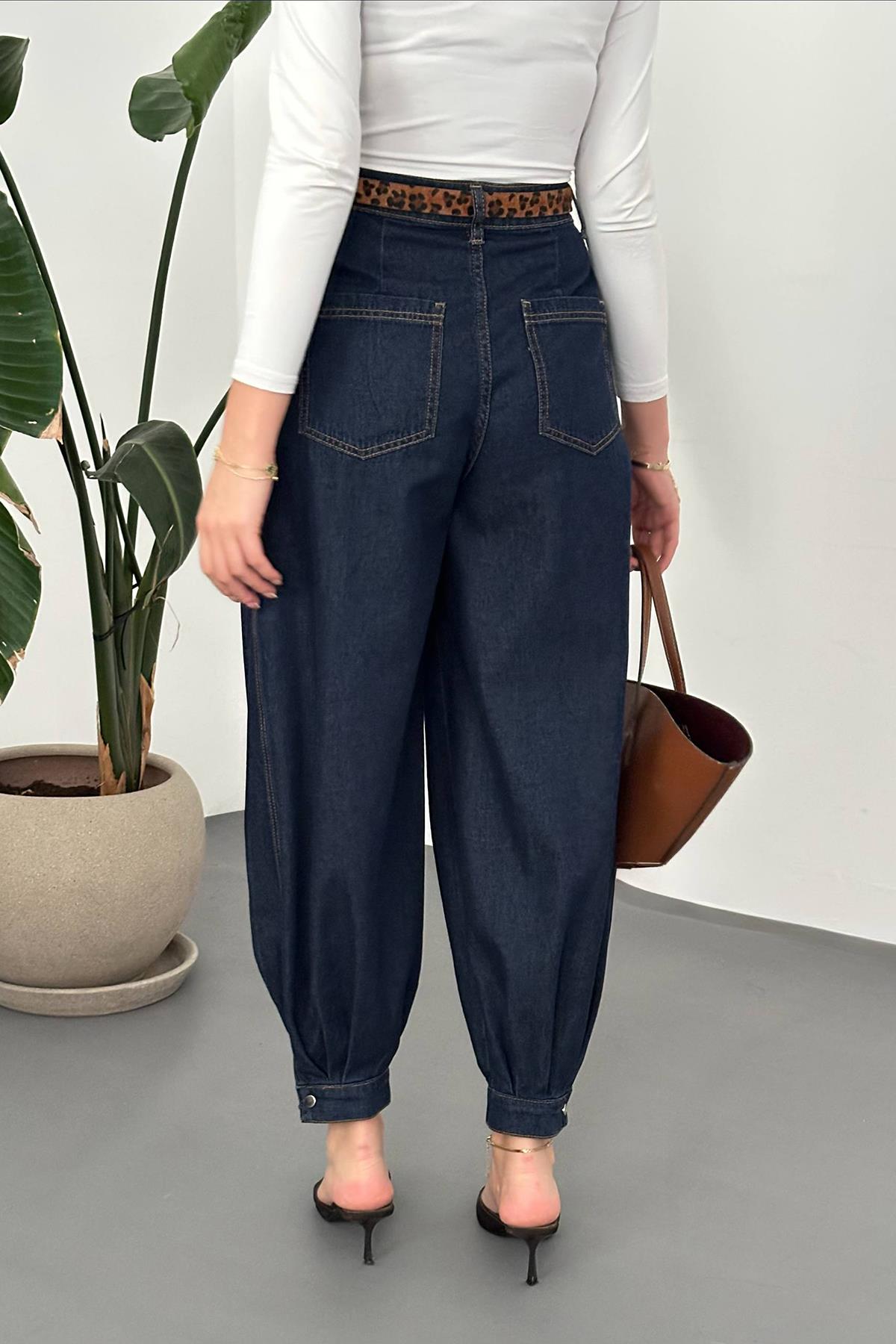 Toptan Mavi Paçası Pileli Kot Pantolon