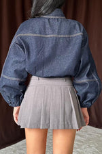 Toptan Mavi Taşlı Kısa Kot Ceket