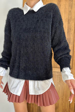 Toptan Siyah Baklava Desenli Triko Kazak