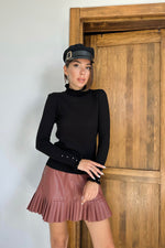 Toptan Siyah Boğazlı Ve Örgülü Triko Kazak