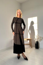 Toptan Siyah Croplu Akrilik Elbise