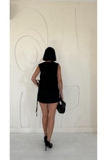 Toptan Siyah Yanları Bağcıklı Yelek