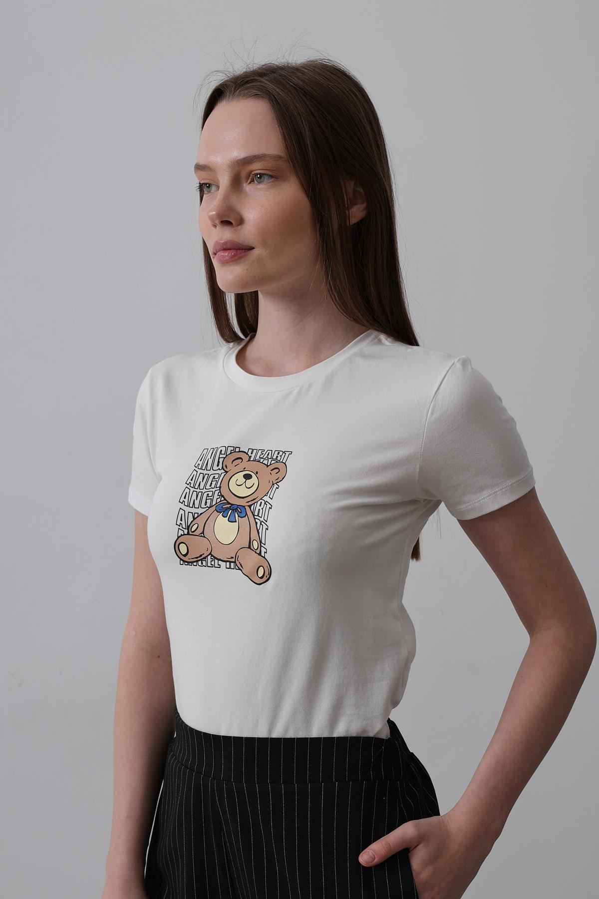 Baskı Detaylı T-shirt - Ekru