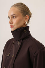 DÜĞMELİ KISA CEKET - Kahve